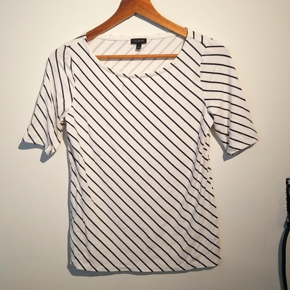 Talbots White Striped Top